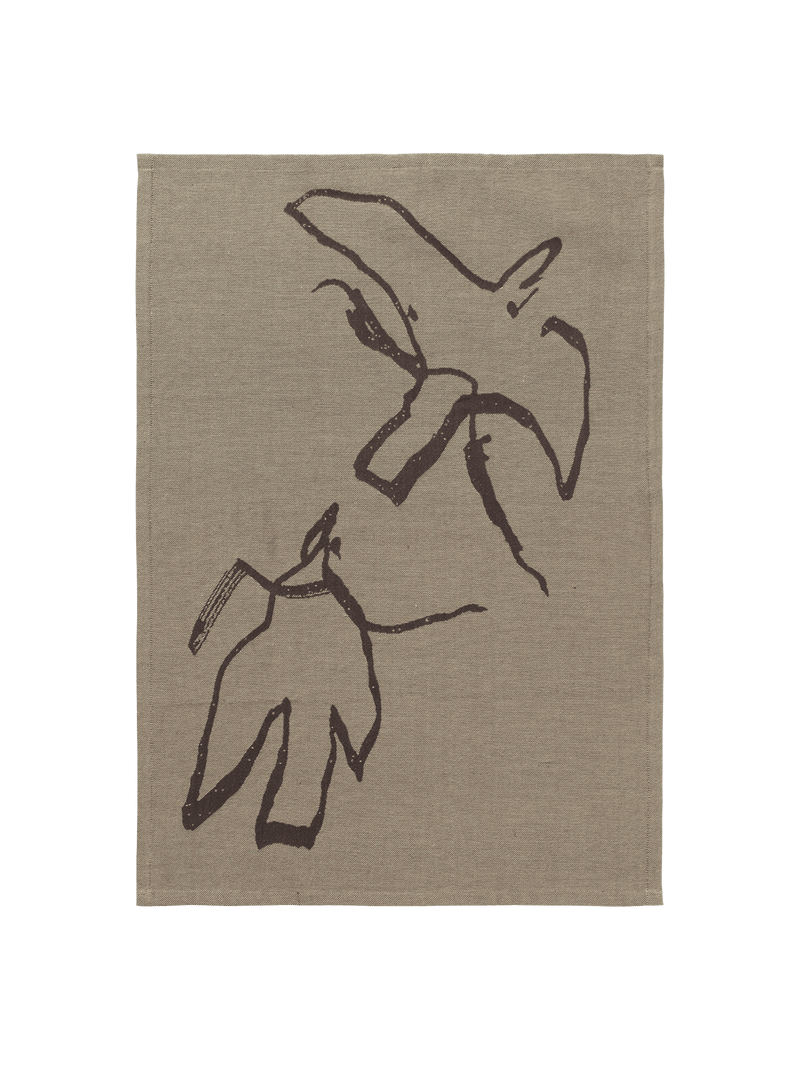 Ferm Living Vuelo Tea Towel - Elm Green/Coffee