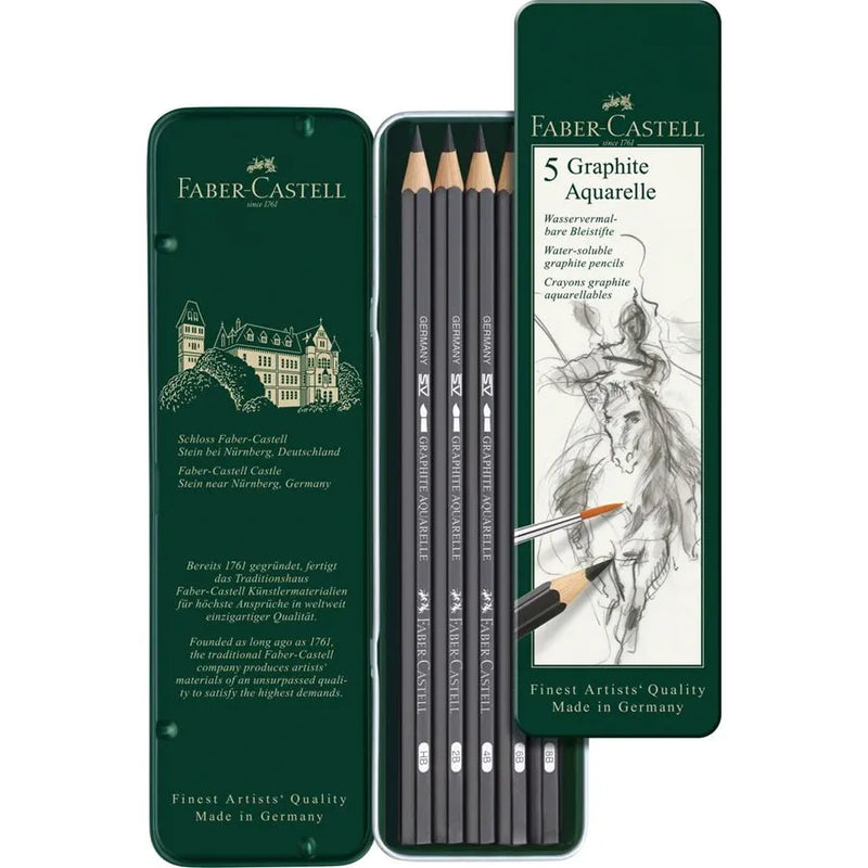 Faber Castell Graphite Aquarelle Pencils (Tin of 5)