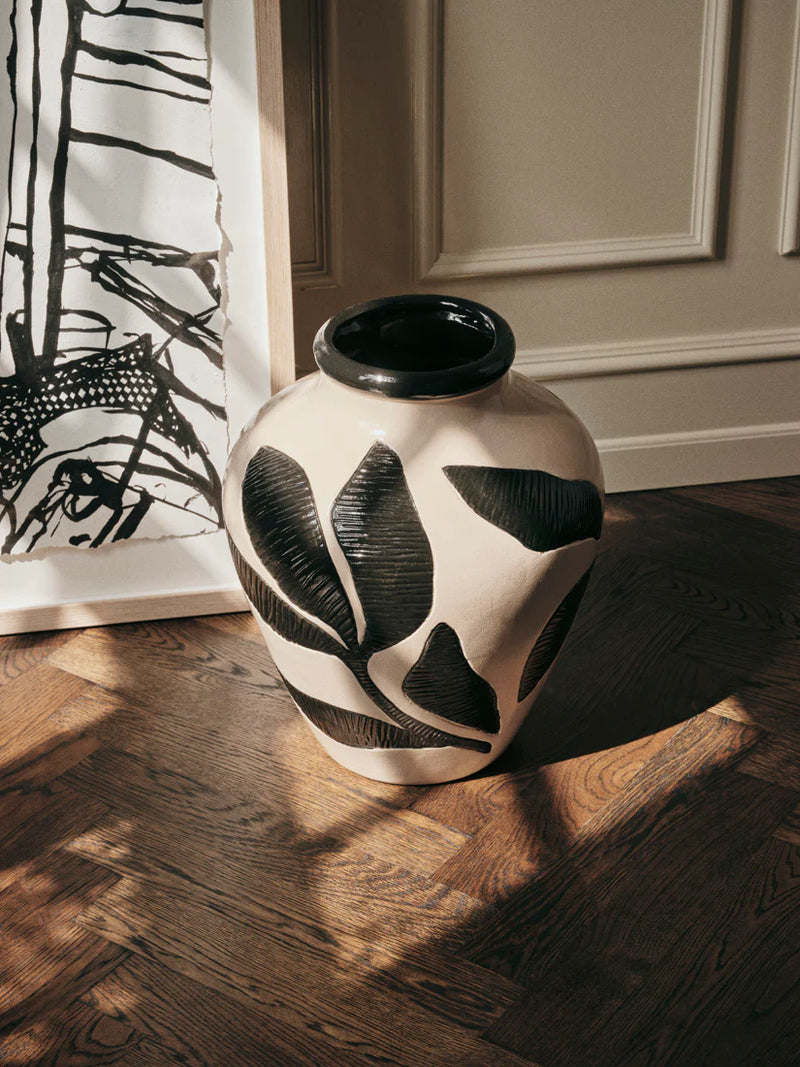 Herbert Vase - Handpainted Ceramic - Black/Rainy Day