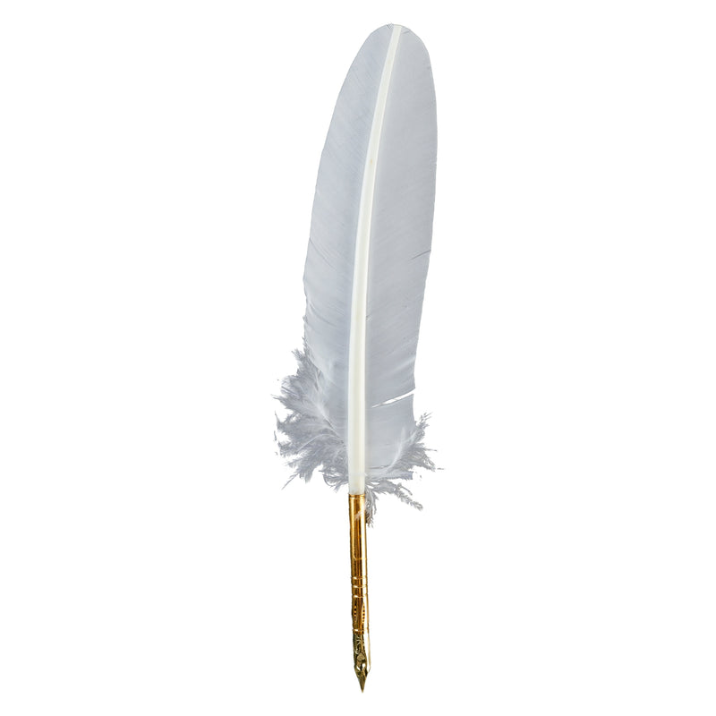 White Goose Feather Quill with Metal Nib