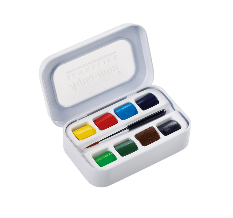 Sennelier Aqua-Mini French Watercolour Tin (Set of 8 + Brush)