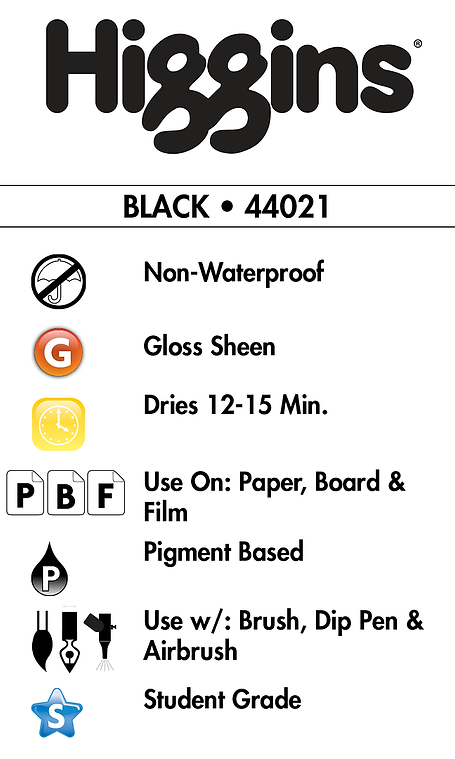 Higgins Black Pigmented Ink (Non Waterproof) 30ml