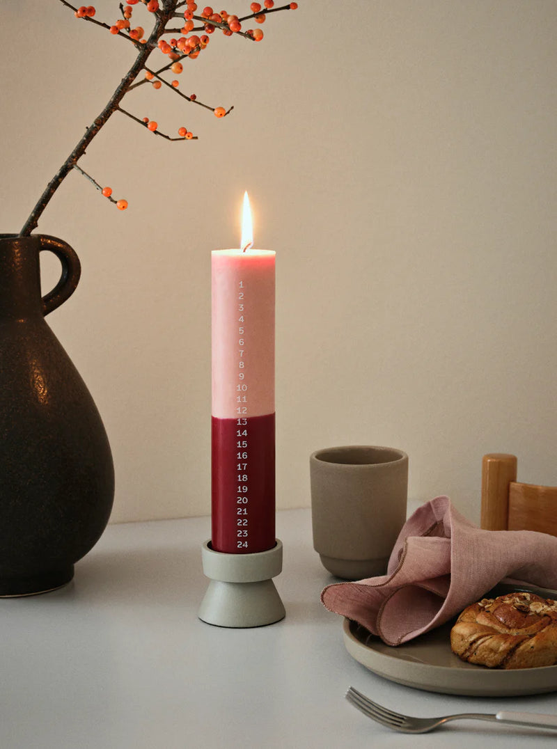 Duo Calendar Candle - Peach Powder/Burgundy