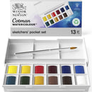 Winsor & Newton Cotman Sketchers Pocket Paint Box (Includes 12 x Half pans + Brush)