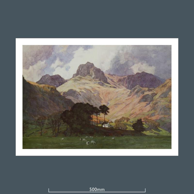 Langdale Pikes and Oak Howe Farm by Alfred Heaton Cooper (1863 - 1929)