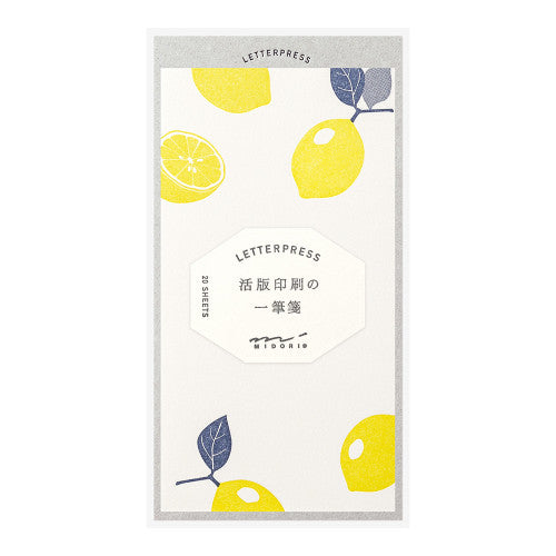 Midori Message Letter Pad Letterpress Lemon