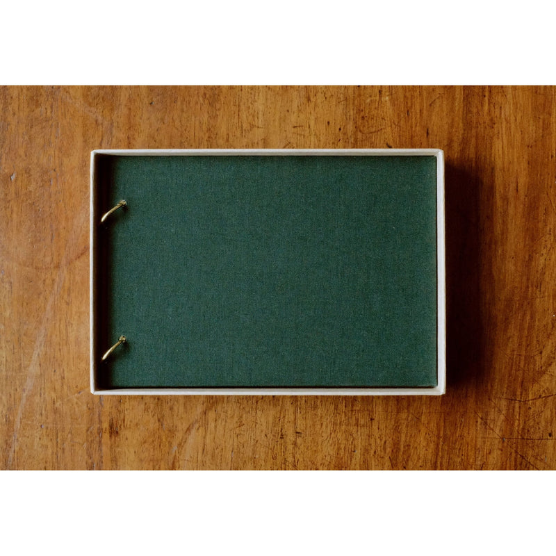 Ringbound Fabric Covered Sketchbook Forest Green - White Paper