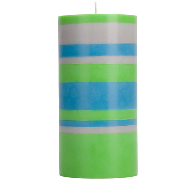 Tall Striped Eco Pillar Candle 15cm