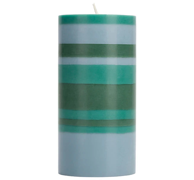 Tall Striped Eco Pillar Candle 15cm