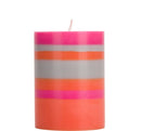 Small Striped Orange Flame, Willow & Neyron Eco Pillar Candle (10cm)
