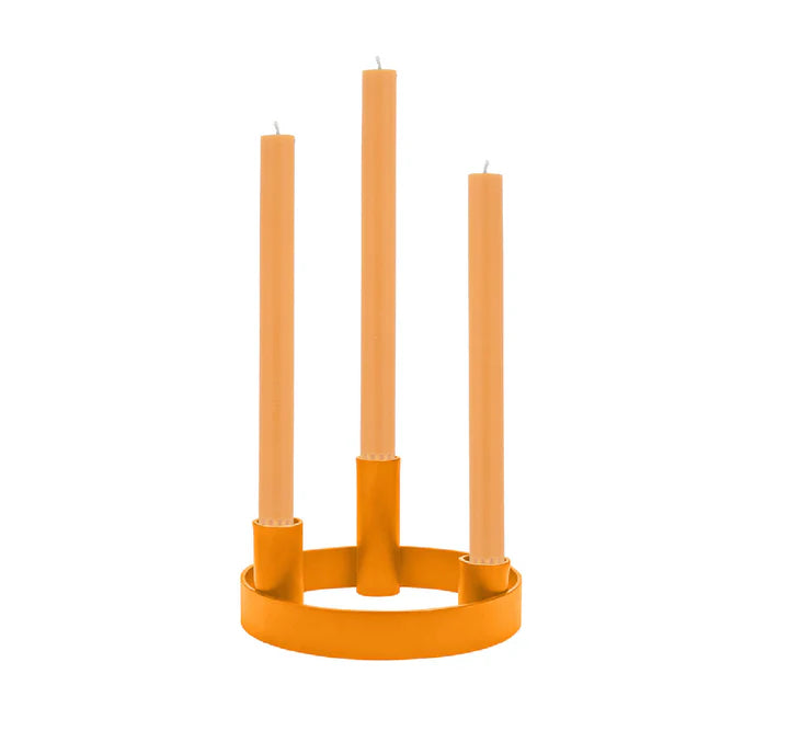 Round Metal Candelabra in Marigold 15cm Depth ( Holds 3 Candles)