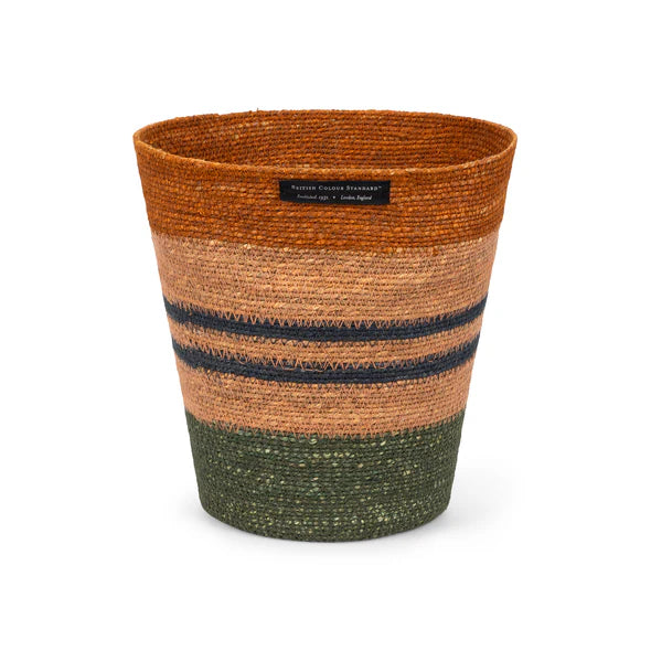 Seagrass Waste Paper Bin - Olive/Old Rose
