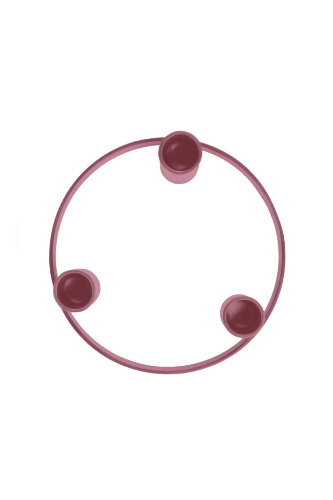 Round Metal Candelabra in Old Rose 15cm Depth (Holds 3 Candles)