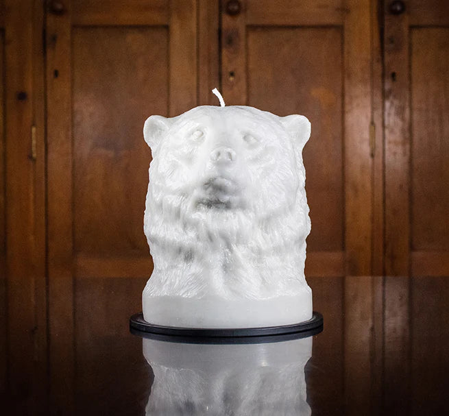 Large Willow Grey Bear Head Candle (18cm)