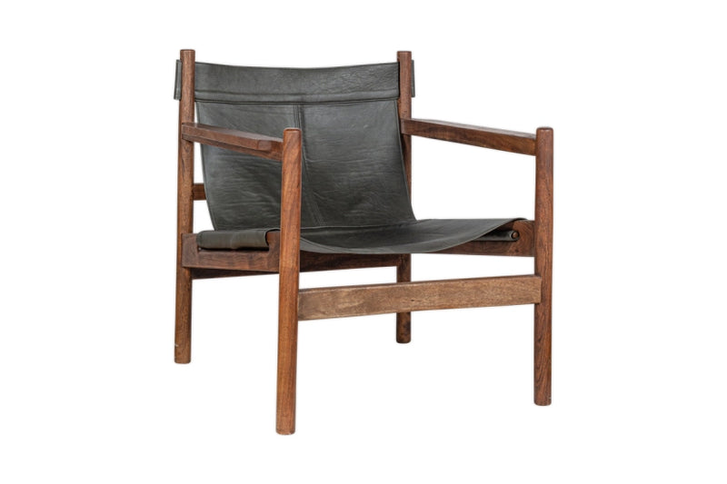 Dalibar Leather Lounger - Charcoal