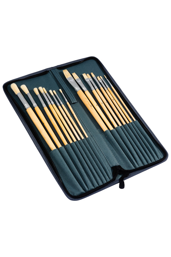 Hog Brush Set in Zipper Case (Set of 16)