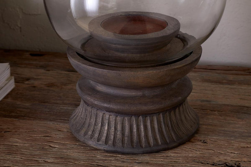 Kawani Mango Wood Lantern - Dark Ash