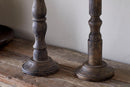 New Nayati Rustic Wood Pillar Candle Stick - Dark Stain