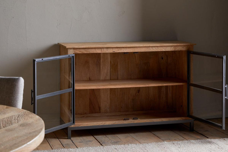 Nirvi Mango Wood & Iron Sideboard - Black