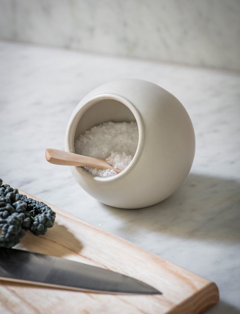 Classic Salt Cellar White with Spoon