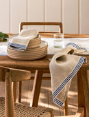 Handstone Stripe Edge Napkins Set of 4 Ink
