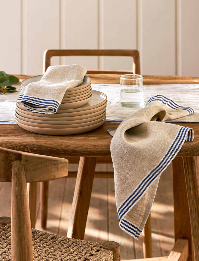 Handstone Stripe Edge Napkins Set of 4 Ink