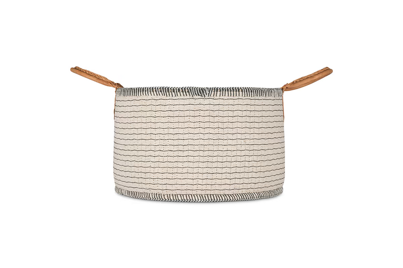 Anjuli Jute and Cotton Off White and Black Basket