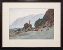 Lynmouth, Devon original watercolour by Alfred Heaton Cooper, shown in its black frame and cream mount
